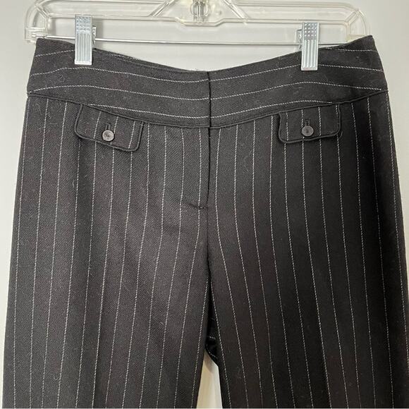 NEW Ann Taylor Pinstriped Wide Leg Cropped Cuffed Career Capri Suit Trousers 4P - Picture 11 of 13